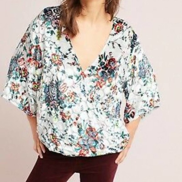 ANTHROPOLOGIE Maeve Umi Kimono Top Silk Velvet - Picture 2 of 11